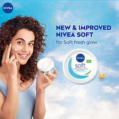 Nivea Soft Light Moisturizer for Face, Hand & Body, Non-Sticky Cream with Vitamin E & Jojoba Oil (300ml) - Pinkbliss
