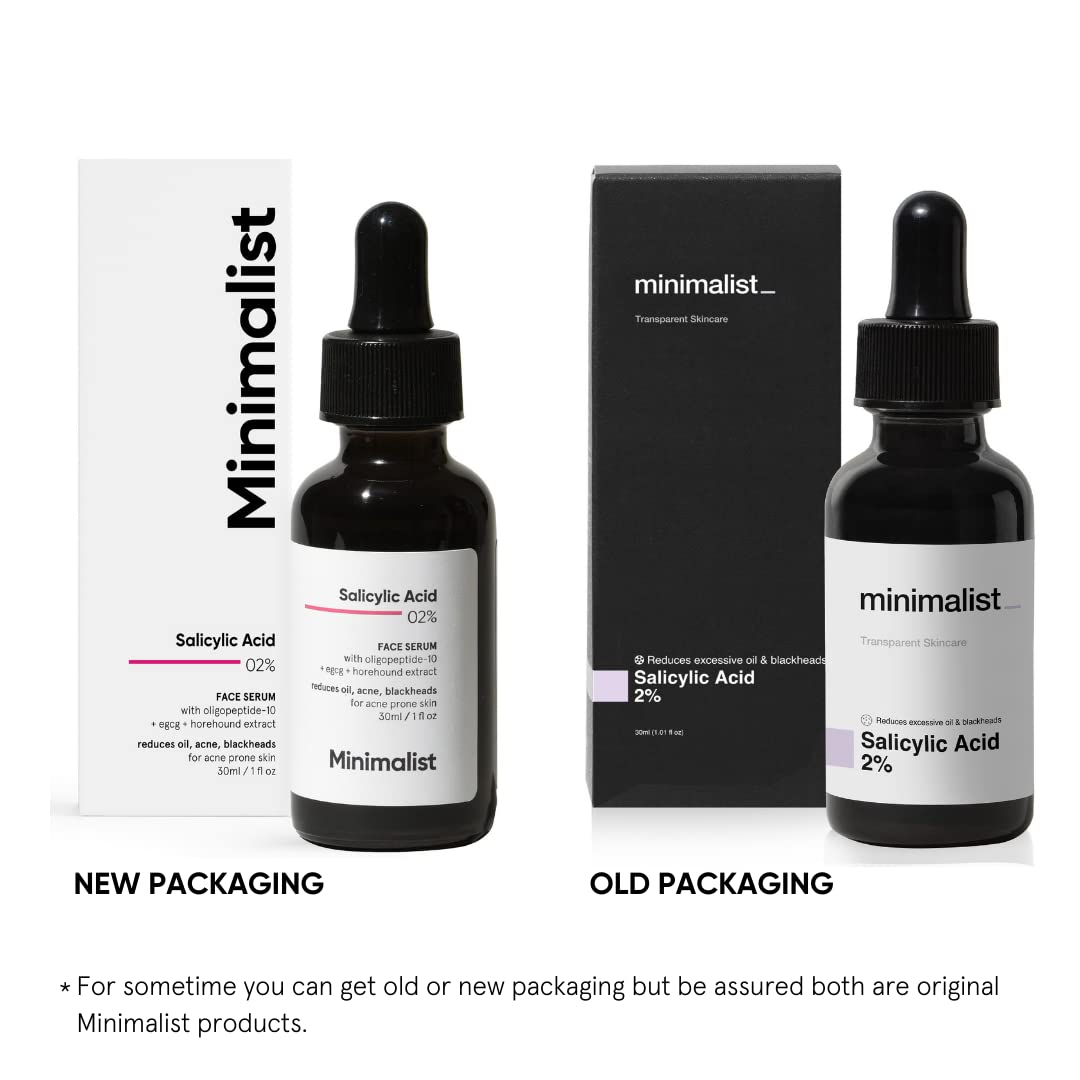 Minimalist 2% Salicylic Acid Serum For Acne, Blackheads & Open Pores 30ml | Reduces Excess Oil & Bumpy Texture | BHA Based Exfoliant for Acne Prone or Oily Skin - Pinkbliss