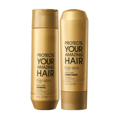 Luxliss Professional Keratin Daily Care Conditioner 200ml & Shampoo 250ml - Gold edition - Pinkbliss