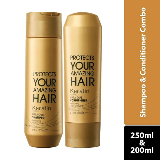 Luxliss Professional Keratin Daily Care Conditioner 200ml & Shampoo 250ml - Gold edition - Pinkbliss