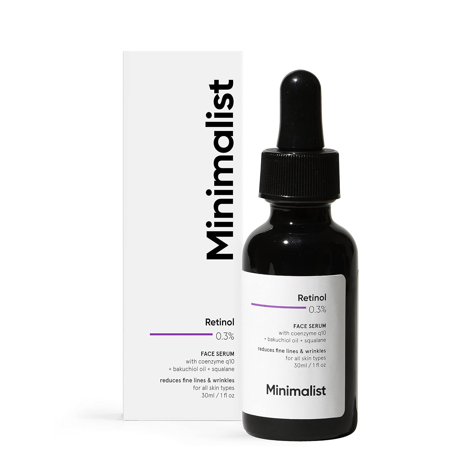 Minimalist 0.3% Retinol Face Serum For Anti Aging For Beginners 30 ml | Night Face Serum With Retinol & Q10 To Reduce Fine Lines & Wrinkles - Pinkbliss