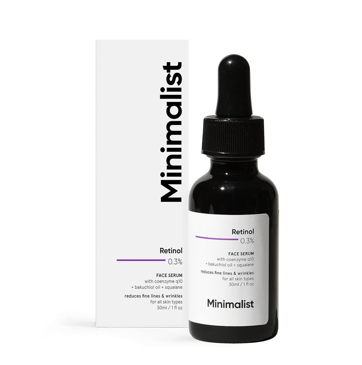 Minimalist 0.3% Retinol Face Serum For Anti Aging For Beginners 30 ml | Night Face Serum With Retinol & Q10 To Reduce Fine Lines & Wrinkles - Pinkbliss