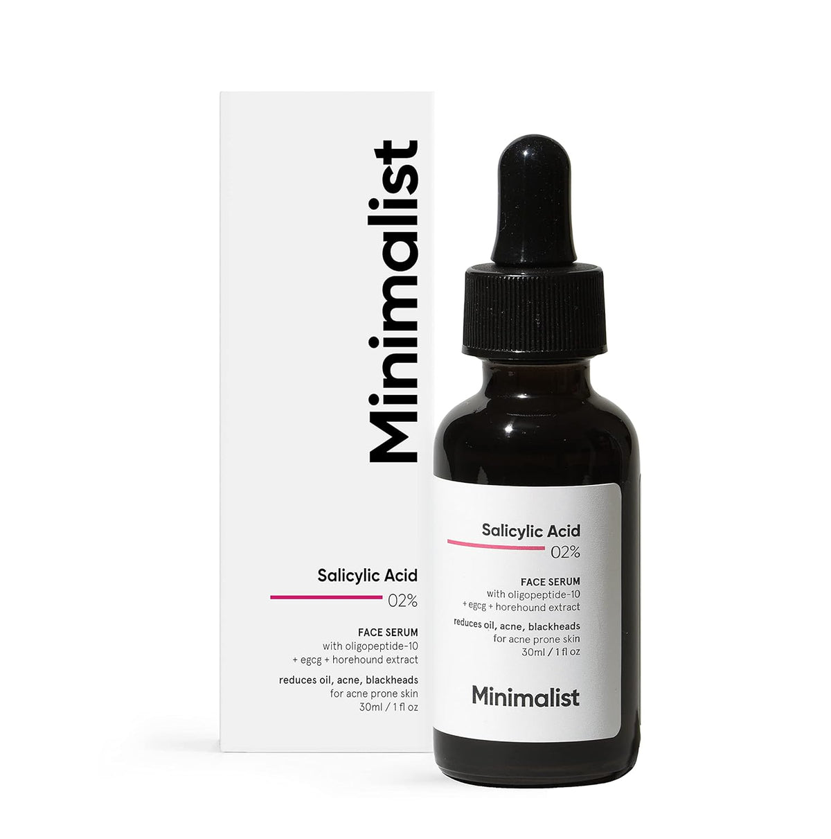 Minimalist 2% Salicylic Acid Serum For Acne, Blackheads & Open Pores 30ml | Reduces Excess Oil & Bumpy Texture | BHA Based Exfoliant for Acne Prone or Oily Skin - Pinkbliss