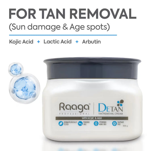 Raaga Professional De-Tan Pack with Kojic, Lactic Acid & Arbutin | Tan Removal Cream | Dermatologically Tested, Sulphate Free Face Pack- 500g - Pinkbliss