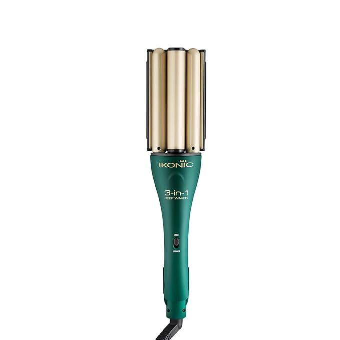 IKONIC 3 IN 1 DEEP WAVER - CURLY- TWISTED- WAVY| HAIR STYLER | CURLING TONG| EMERALD COLLECTION | LIMITED EDITION - Pinkbliss