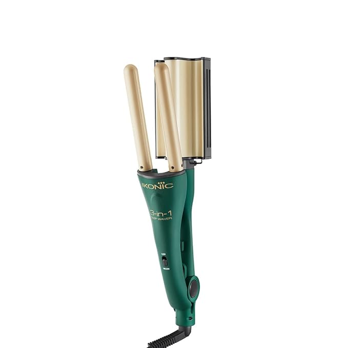 IKONIC 3 IN 1 DEEP WAVER - CURLY- TWISTED- WAVY| HAIR STYLER | CURLING TONG| EMERALD COLLECTION | LIMITED EDITION - Pinkbliss