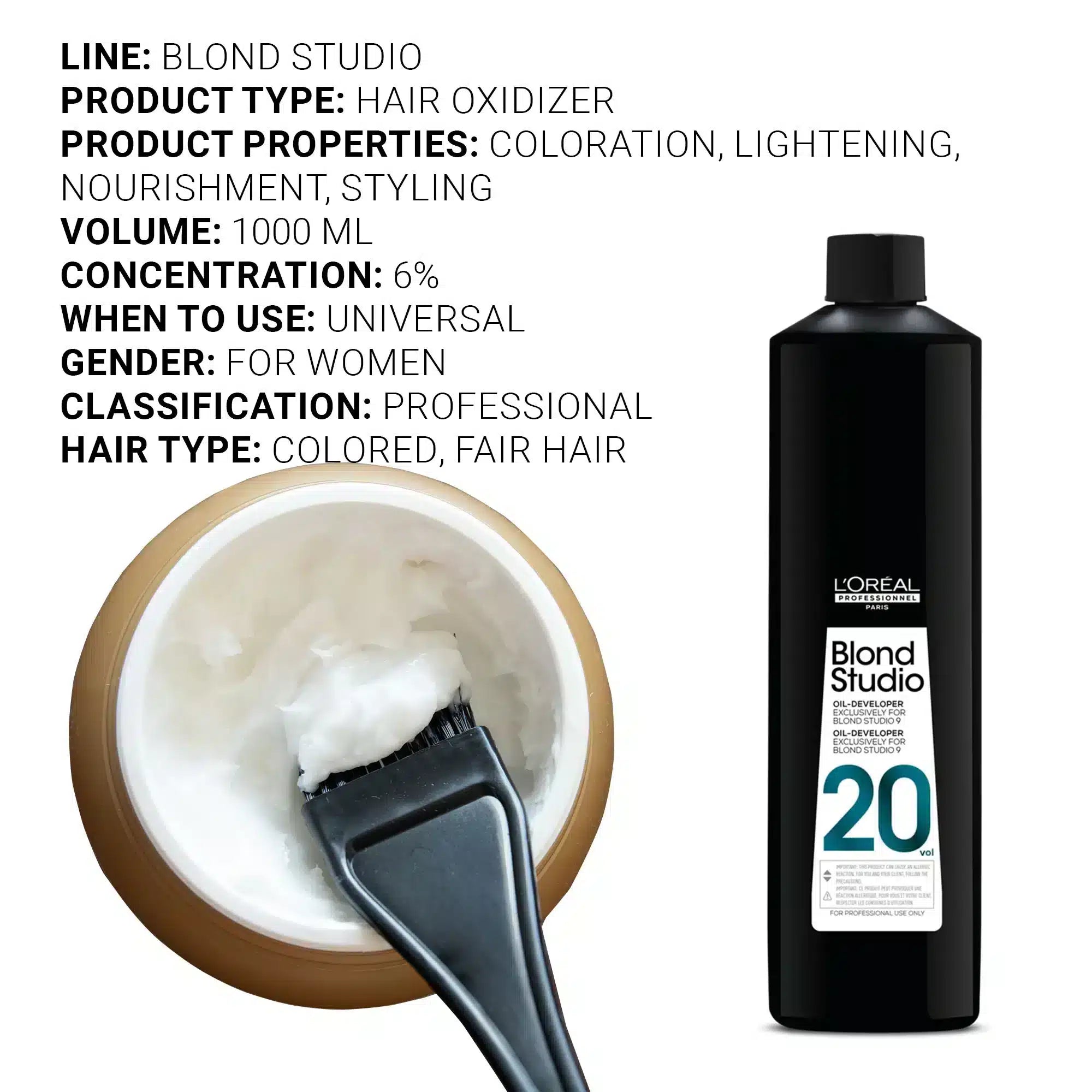 L’Oreal Professionnel Blond Studio 9 Oil Developer – 20 Volume 6% (1000ml) - Pinkbliss
