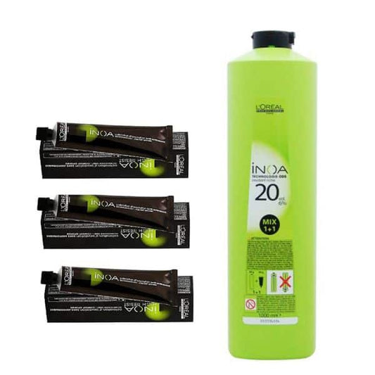 L’oreal Professionnel Inoa Hair Colour No 1 (Black 3PCS) with Developer 20 Vol 6% 1000ml - Pinkbliss