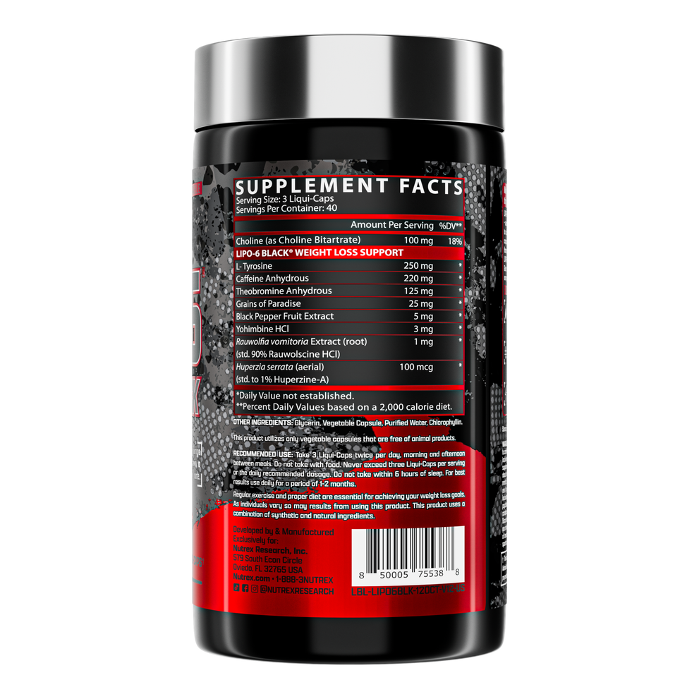 Nutrex Research Lipo 6 Black Powerful Weight Loss Support – 120 Capsules - Pinkbliss