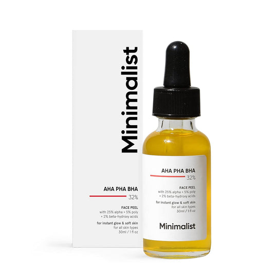 Minimalist 25% AHA + 2% BHA + 5% PHA Peeling Solution 30ml for Glowing Skin, Smooth Texture &amp; Pore Cleansing | AHA BHA PHA Peel For Weekend Exfoliation - Pinkbliss