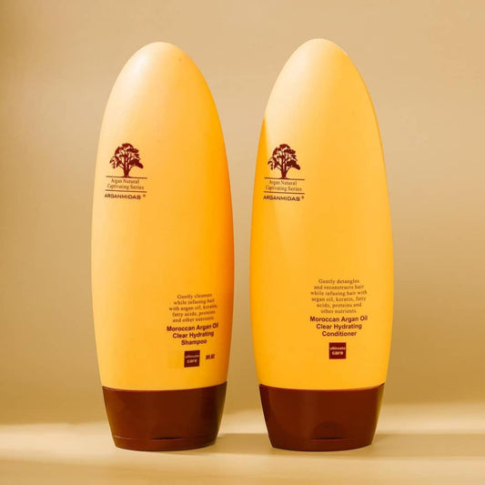 Arganmidas Moroccan Argan Oil Clear Hydrating Shampoo & Conditioner 200ml Combo (Sulfate-Free, ForColor Treated Hair, Effectively Repair Dry Damaged and Frizzy Hair) - Pinkbliss