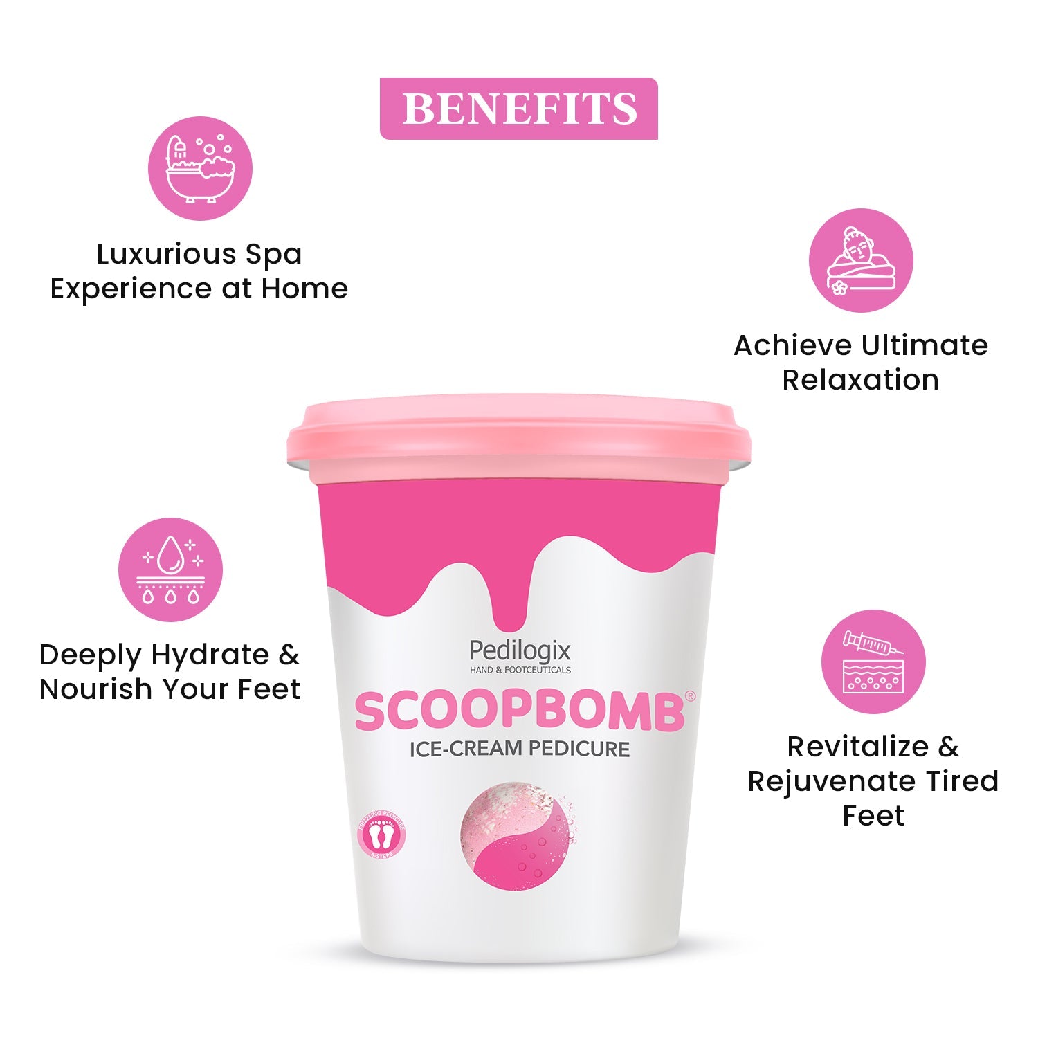 O3+ Pedilogix Scoop Bomb Pedicure with Bath Bomb for Soft & Moisturised Feet | 100g - Pinkbliss