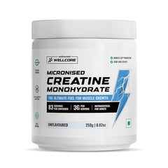 Wellcore Pure Micronised Creatine Monohydrate – Unflavoured (250g, 83 Servings) - Pinkbliss