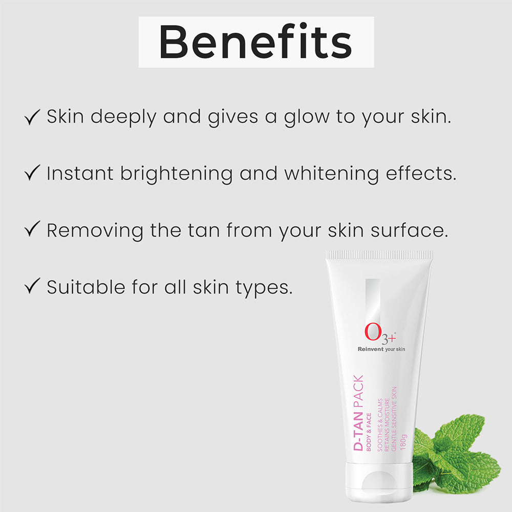 O3+ D-tan Pack For Instant Tan Removal For all skin Types 180g - Pinkbliss