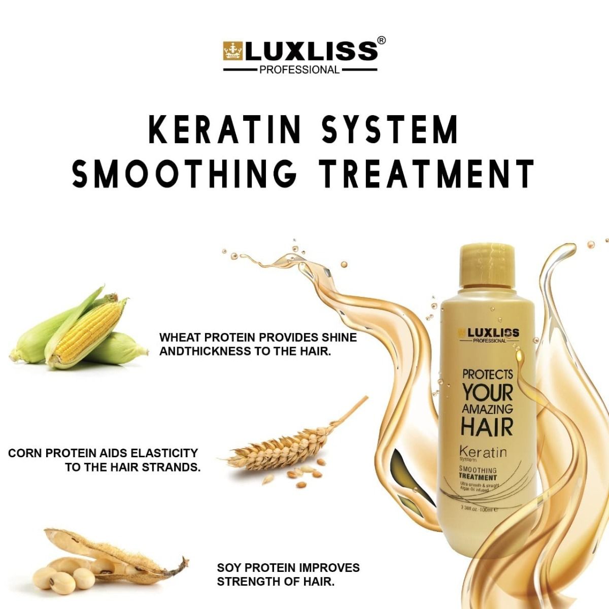 Luxliss Keratin Smoothning Treatment 100ML, Golden - Pinkbliss