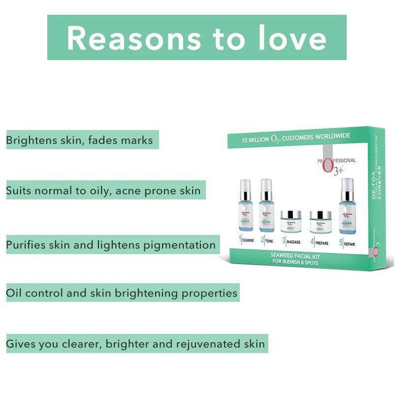 O3+ Professional Seaweed Facial For Blemish - Spots Kit (100gm + 150ml) - Pinkbliss
