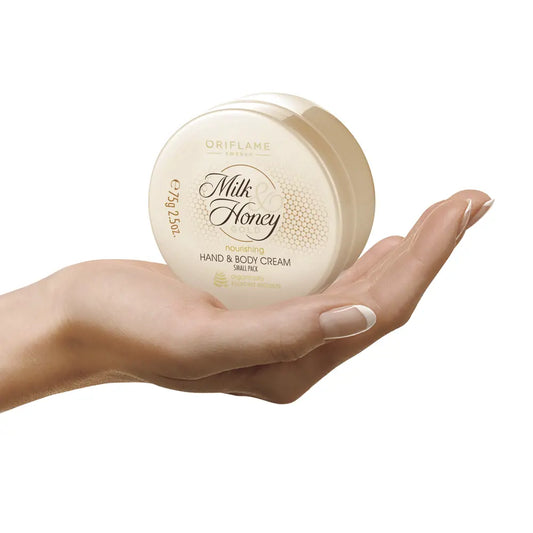 Oriflame milk and honey gold nourishing hand and body cream 75g - Pinkbliss