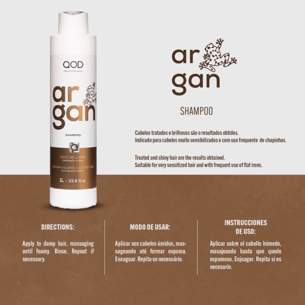 QOD Professional Argan Moisture and Shine Shampoo 1000ml - Pinkbliss